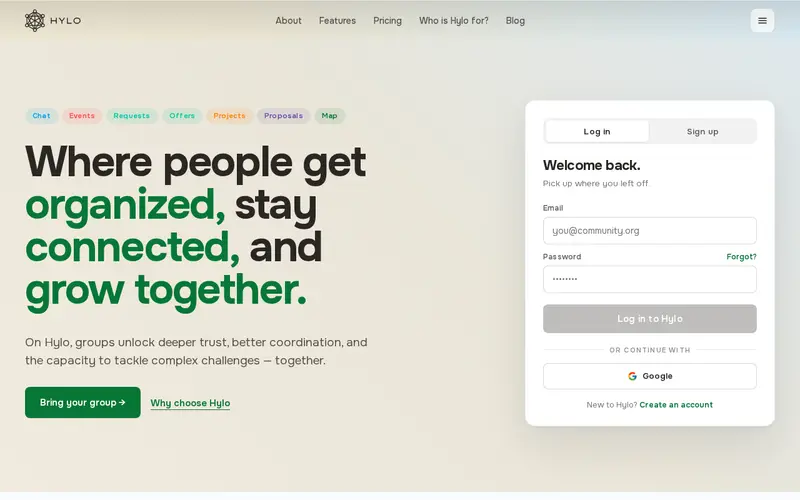 Screenshot of Hylo Community