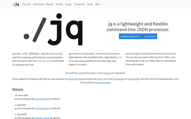 Screenshot of jq
