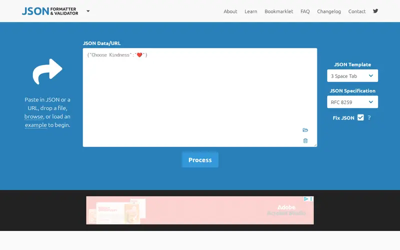 Screenshot of JSON Formatter & Validator