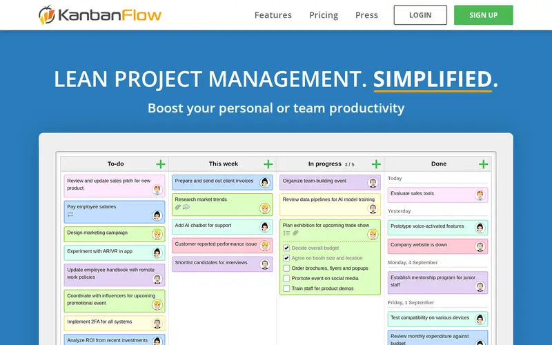 Screenshot of KanbanFlow