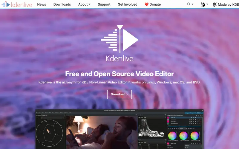 Screenshot of Kdenlive (KDE Non-Linear Video Editor)