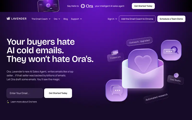 Screenshot of Lavender AI