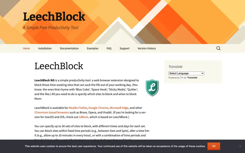 Screenshot of LeechBlock NG