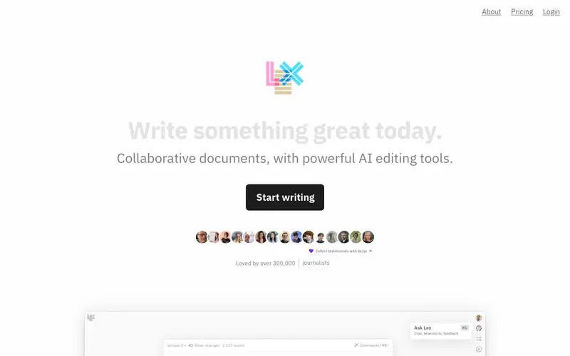 Screenshot of Lex.page