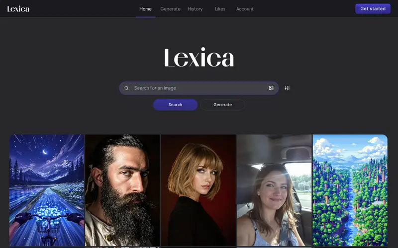 Screenshot of Lexica