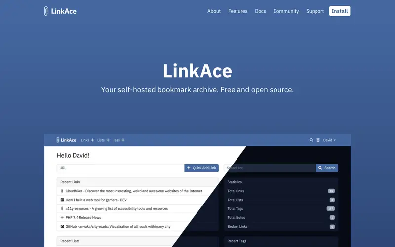 Screenshot of LinkAce