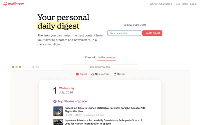 Screenshot of Mailbrew