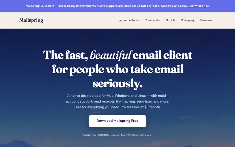 Screenshot of Mailspring