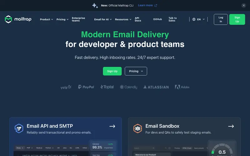 Screenshot of Mailtrap
