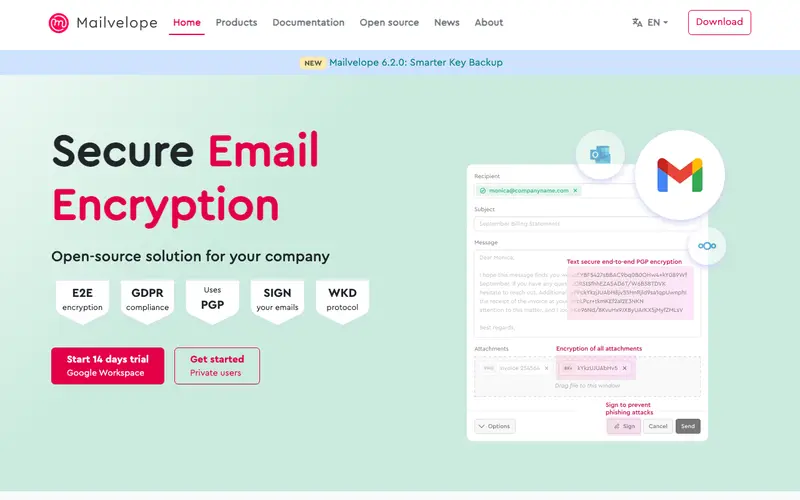 Screenshot of Mailvelope
