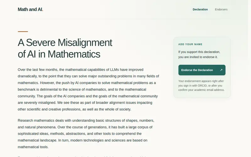 Screenshot of A misalignment of AI in mathematics