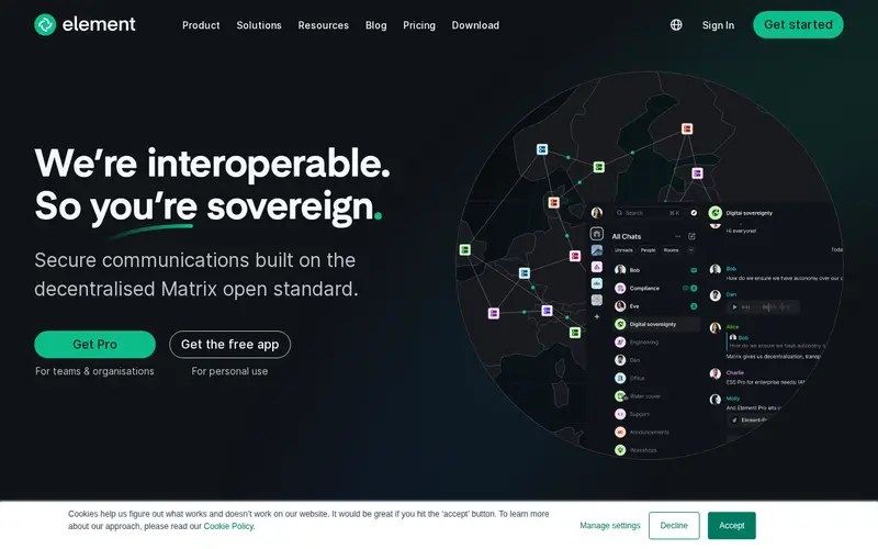 Screenshot of Element (Matrix Client)