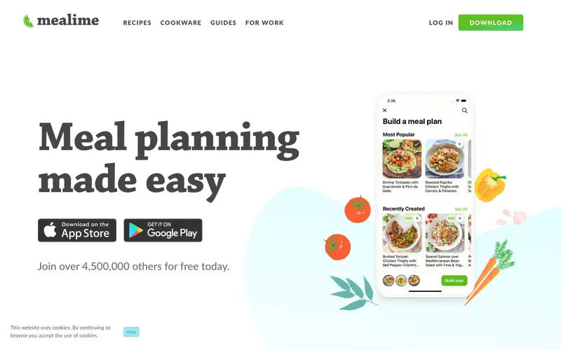 Screenshot of Mealime - Meal Planner & Grocery List App