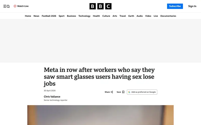 Screenshot of Meta Smart Glasses Users Having Sex Incident