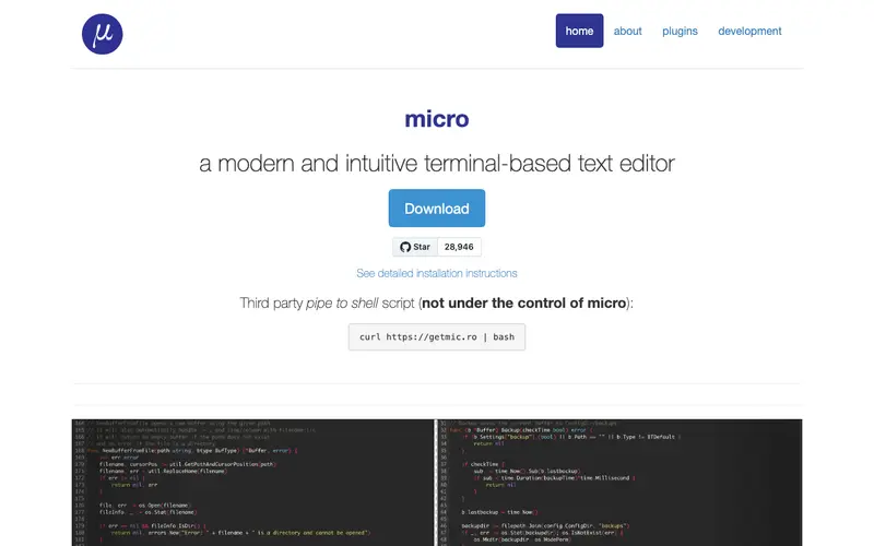 Screenshot of micro