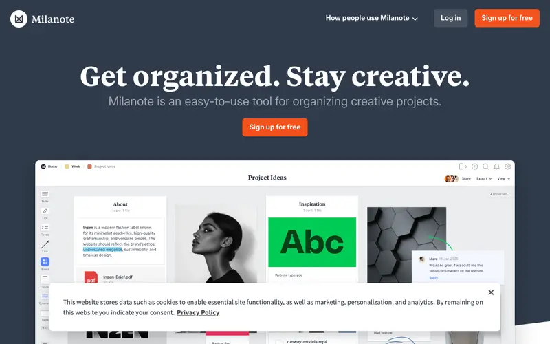 Screenshot of Milanote