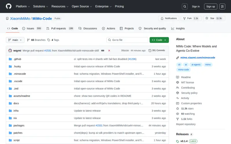 Screenshot of MiMo-Code