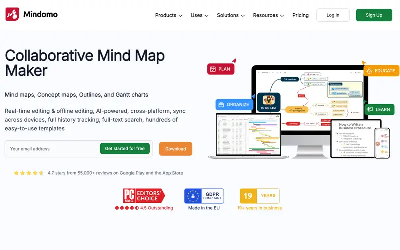 Screenshot of Mindomo