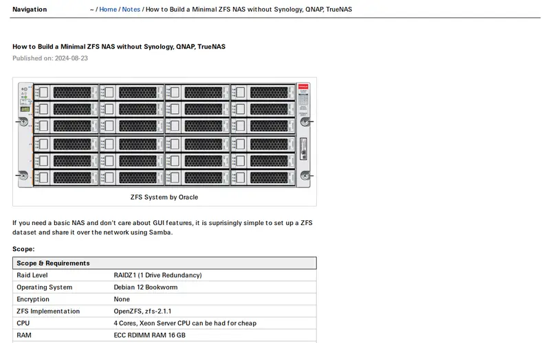 Screenshot of How to Build a Minimal ZFS NAS Without Synology, QNAP, TrueNAS (2024)