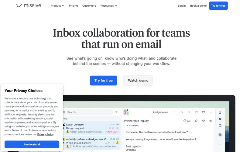 Screenshot of Missive