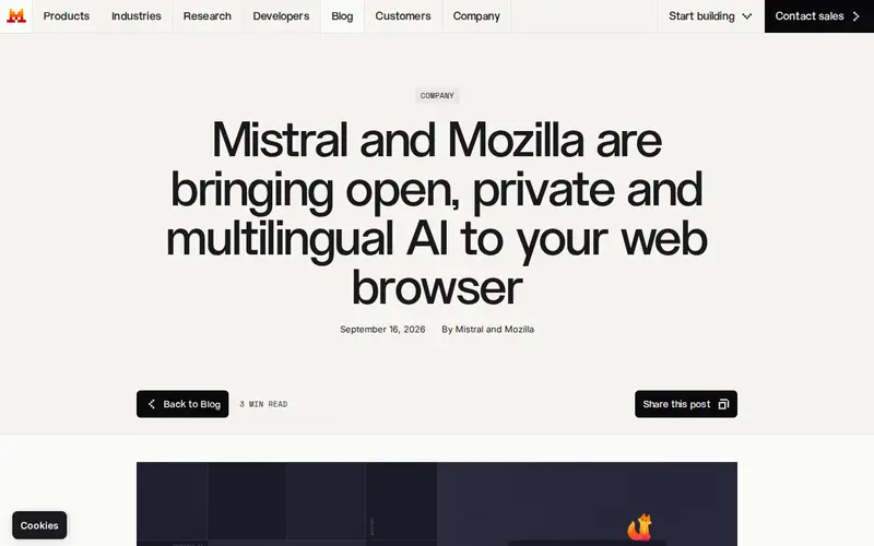 Screenshot of Mistral X Mozilla: Private, Multilingual AI Browsing