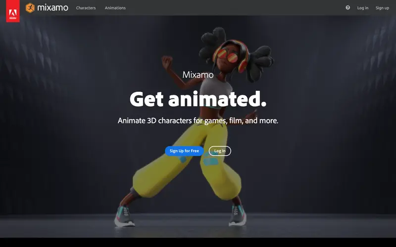 Screenshot of Mixamo (by Adobe)