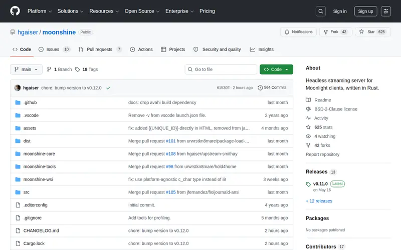 Screenshot of Moonshine