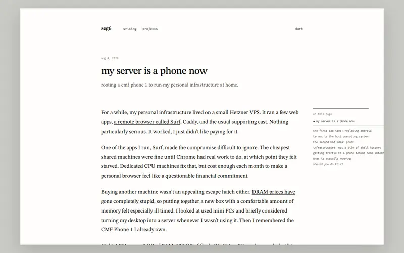Screenshot of My server is a phone now