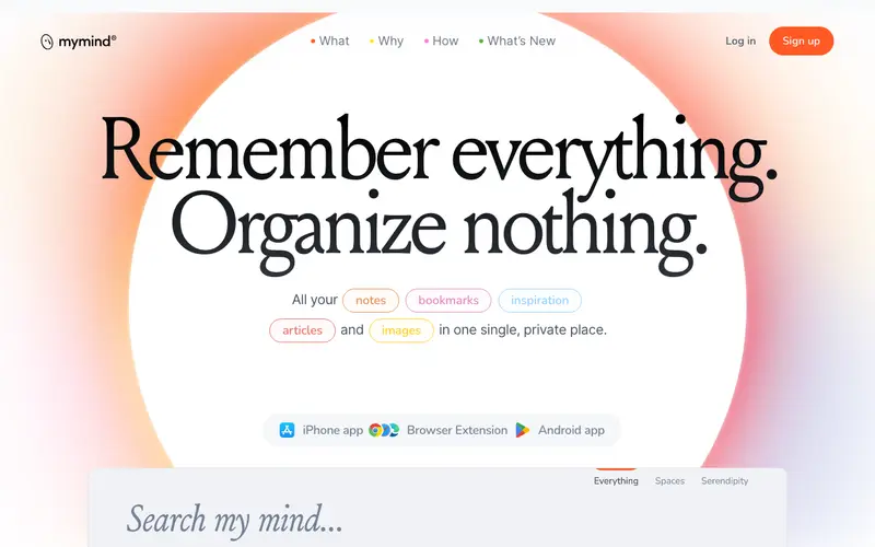 Screenshot of MyMind