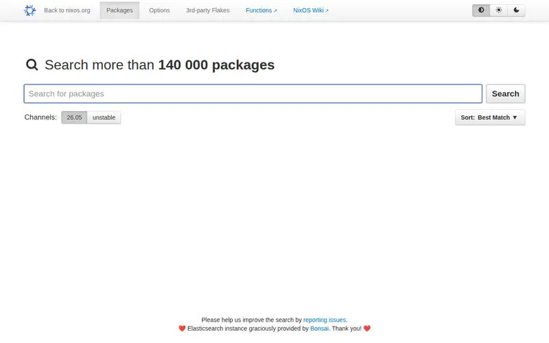 Screenshot of NixOS Packages