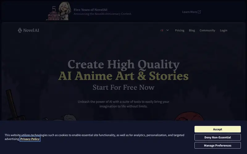Screenshot of NovelAI