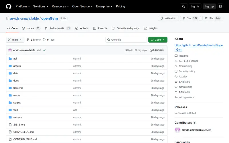 Screenshot of openGym
