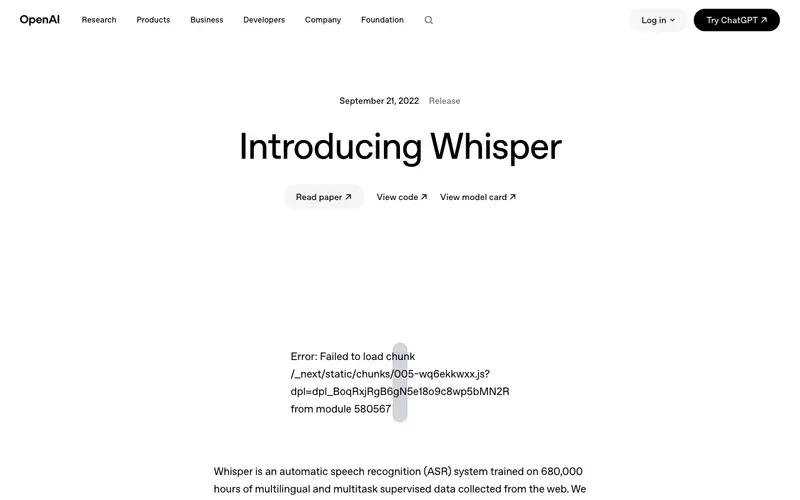 Screenshot of Whisper (OpenAI)