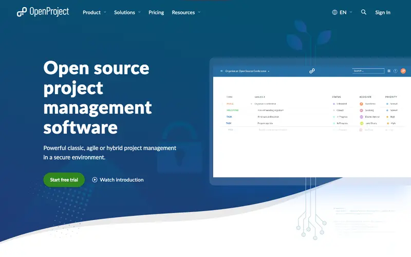 Screenshot of OpenProject