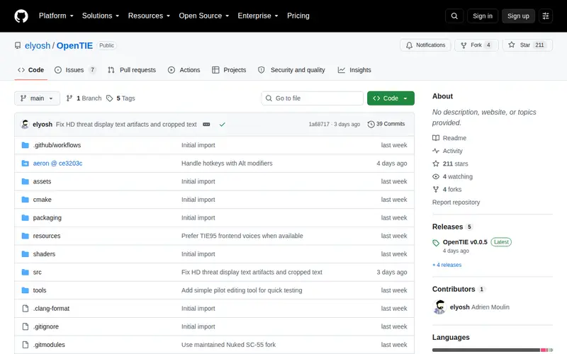 Screenshot of OpenTIE and OpenXWA