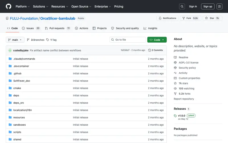 Screenshot of OrcaSlicer