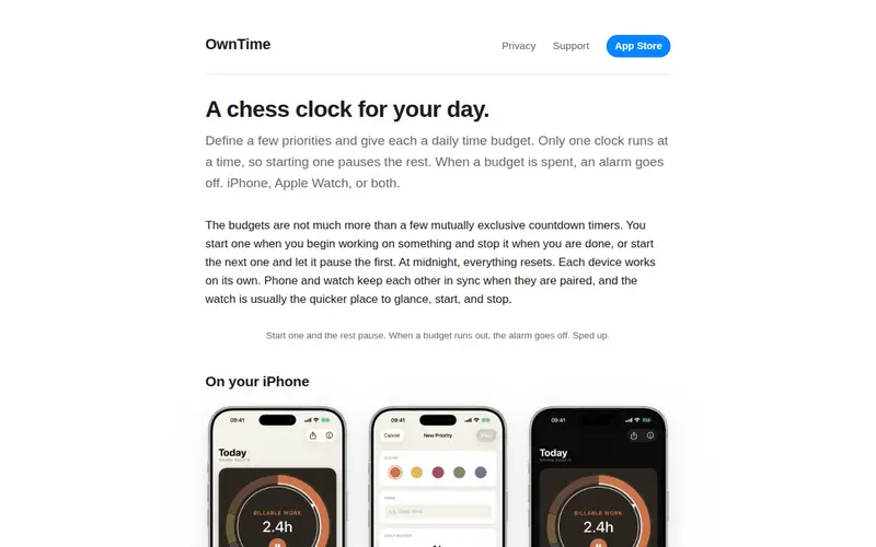 Screenshot of OwnTime