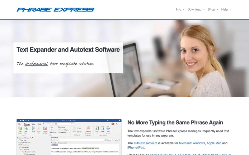 Screenshot of PhraseExpress