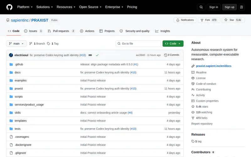 Screenshot of PRAXIST