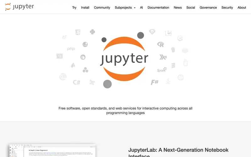 Screenshot of Project Jupyter
