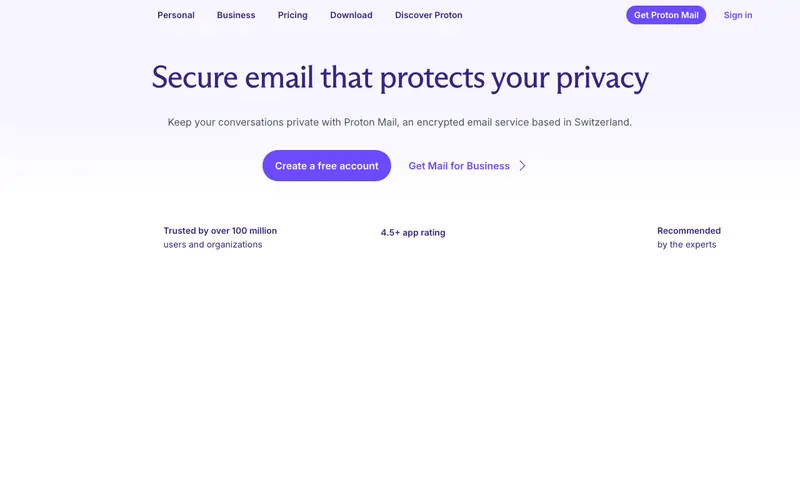 Screenshot of Proton Mail