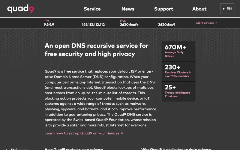 Screenshot of Quad9