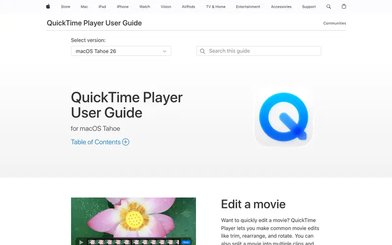 Screenshot of QuickTime Player