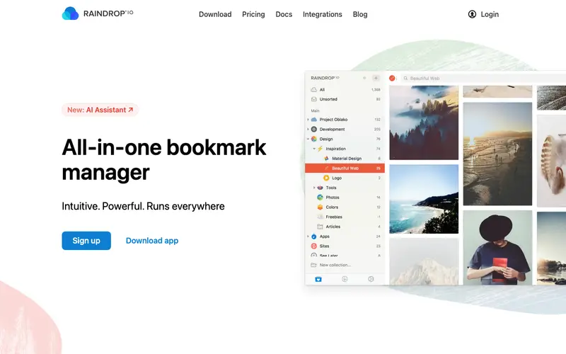 Screenshot of Raindrop.io