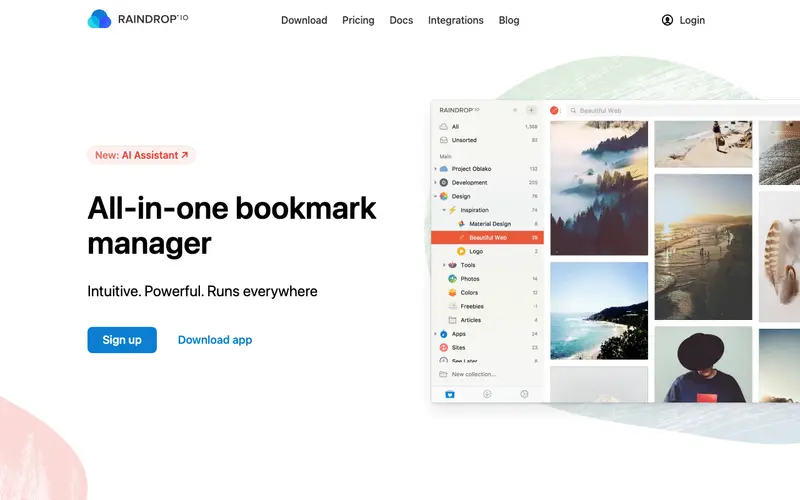 Screenshot of Raindrop.io