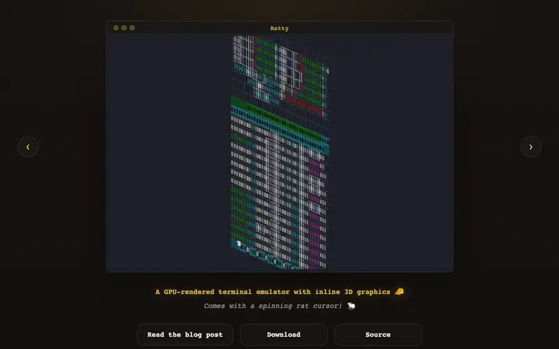 Screenshot of Ratty – A terminal emulator with inline 3D graphics