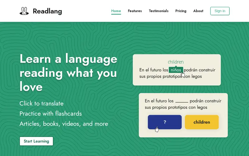 Screenshot of Readlang