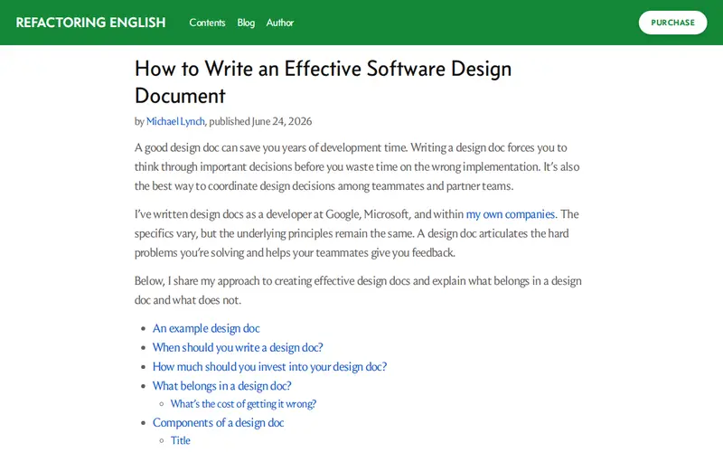 Screenshot of How to write an effective software design document