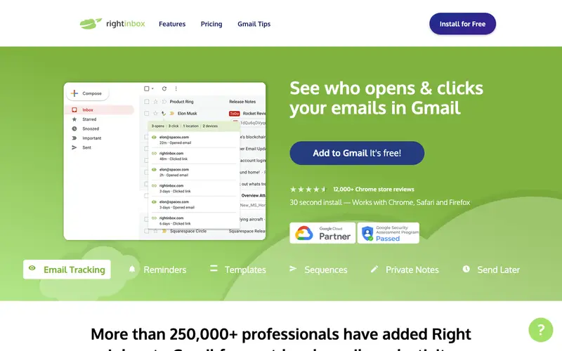Screenshot of Right Inbox