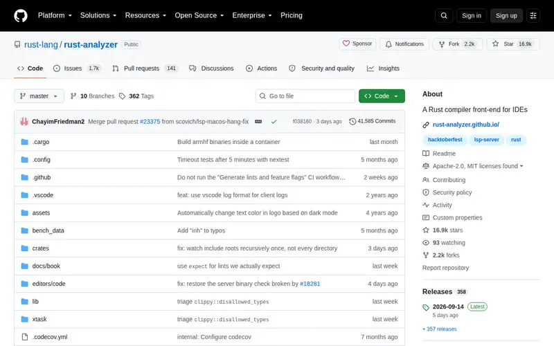 Screenshot of Rust Analyzer